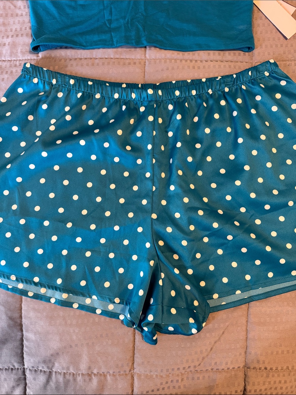 Victoria's Secret Teal Polka Dot Satin Bralette & Shorts Set - Picture 4 of 6
